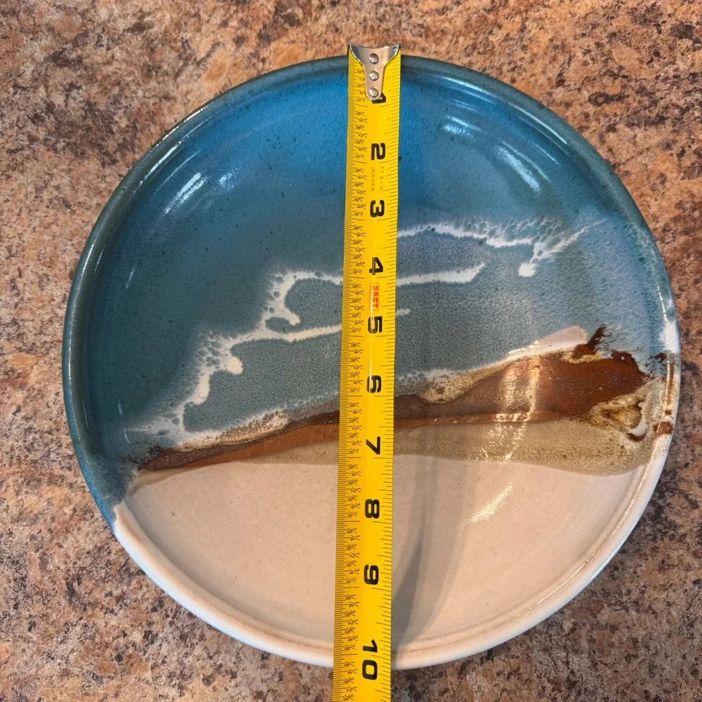 Modern Coastal Ocean Beach Art Decor Bowl Unique Handmade Pottery Abstract 10